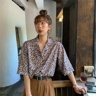 Leopard Short-sleeve Shirt / Plain Dress Pants