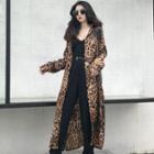 Long-sleeve Leopard Print Long Shirt As Shown In Figure - One Size