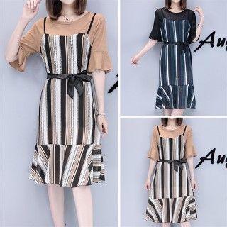 Bow-accent Mock Two Piece Dress