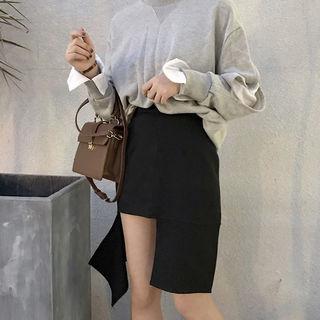 Cutout-hem Monochrome Mini Skirt