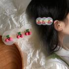 Cherry Resin Disc Hair Clip 2118a# - Pink Cherry - Translucent - One Size