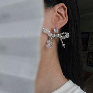 Bow Faux Crystal Alloy Dangle Earring