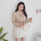 Collarless Open-front Tweed Blazer