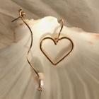Asymmetric Heart Faux Pearl Drop Earring As Shown In Figure - One Size