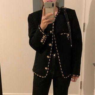 Contrast-trim Woolen Jacket