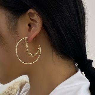 Chained Alloy Open Hoop Earring 1 Pair - Silver Needle - Gold - One Size
