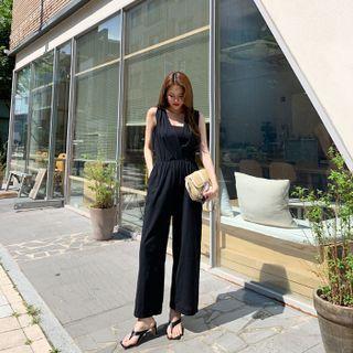 Sleeveless Wrap-front Jumpsuit