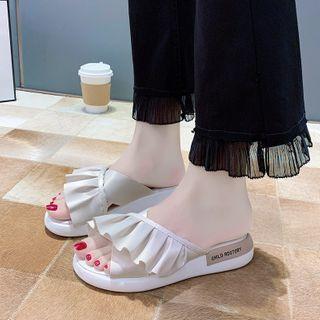 Platform Ruffle Slide Sneakers