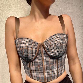 Plaid Crop Corset Top