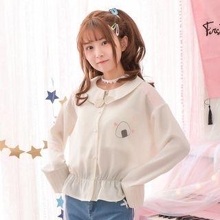 Rice Ball Print Long Sleeve Blouse