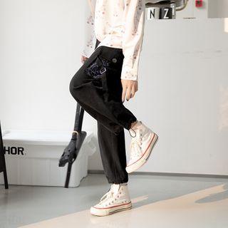 Drawstring-cuff Straight-leg Cargo Pants