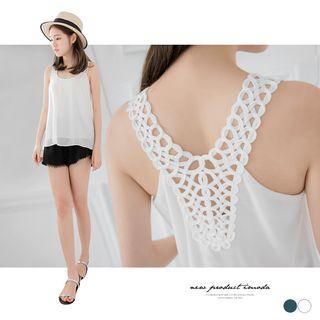 Double Layer Crochet Chiffon Tank Top