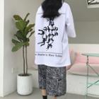 Printed T-shirt / Leaf Print Midi A-line Skirt