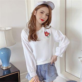 Long-sleeve Floral Embroidered Tee
