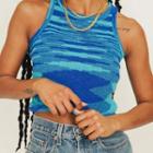 Crew-neck Two-tone Knit Crop Tank Top