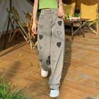 High-waist Heart Straight-fit Jeans