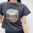 Short-sleeve Graphic Print Washed T-shirt