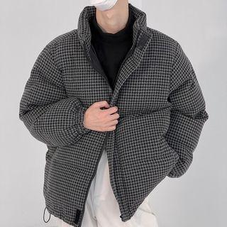Houndstooth Padded Zip Jacket
