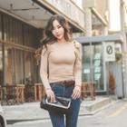 Metal-button Slim-fit T-shirt
