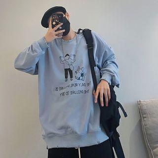 Printed Letter Oversize Sweatshirt