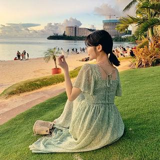 Smocked Chiffon Long Empire Dress
