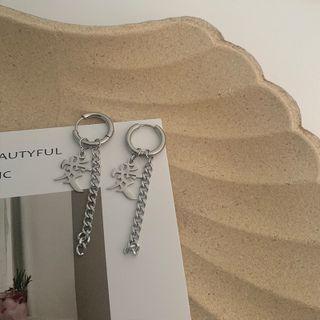 Chinese Characters Stainless Steel Fringed Earring 1 Pair - Silver - One Size