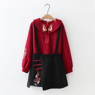 Fish Embroidered Blouse / Mini Overall Dress