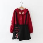 Fish Embroidered Blouse / Mini Overall Dress