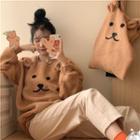 Bear Fleece Long-sleeve Loose-fit Pullover