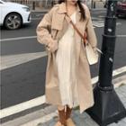 Double-breasted Midi Trench Coat / Long-sleeve Midi A-line Dress