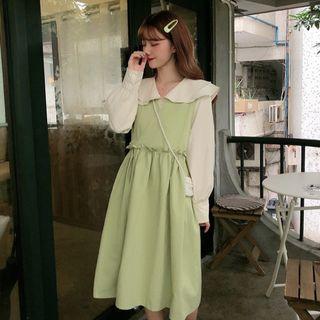 Peter Pan Collar Blouse / Sleeveless Dress