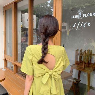 Short-sleeve Cutout-back A-line Dress
