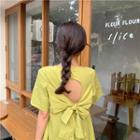 Short-sleeve Cutout-back A-line Dress