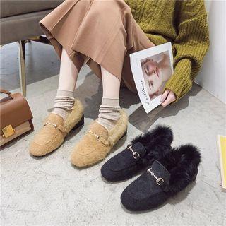 Block-heel Furry Shoes