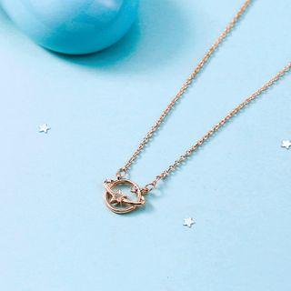 Alloy Rhinestone Planet Pendant Necklace Planet - One Size