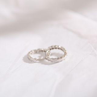 925 Sterling Silver Hoop Earring 1 Pair - 925 Silver - One Size