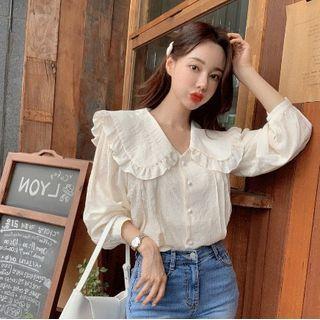 Frill-trim Collar Pintuck-front Blouse