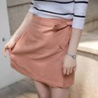 Band-waist Linen Blend Wrap Skirt