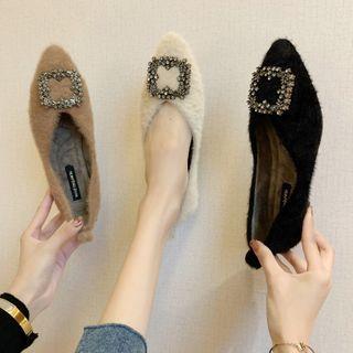 Furry Buckled Pointed Flats