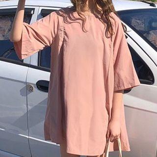 Tie-back Elbow-sleeve A-line Dress