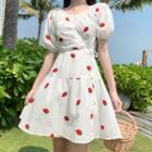 Strawberry Print Short-sleeve Mini A-line Dress