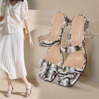 Block Heel Tie-dyed Sandals
