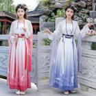 Gradient Maxi A-line Skirt / Hanfu Camisole Top / Long-sleeve Cover-up / Shawl / Set