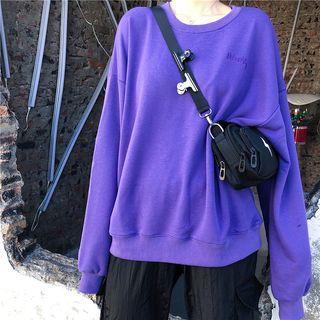 Embroidered Sweatshirt Purple - One Size