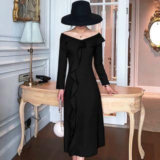 Ruffle Side-split Dress
