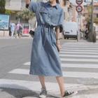 Elastic-waist Denim Dress