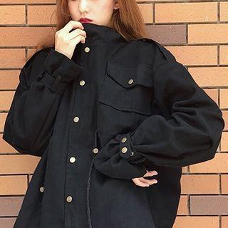 Plain Single-breasted Long-sleeve Trench Coat