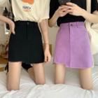 Asymmetrical Fray Hem Mini A-line Skirt