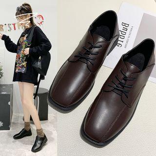 Block-heel Lace-up Oxford Shoes