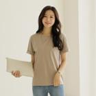 Cuff-sleeve Colored T-shirt